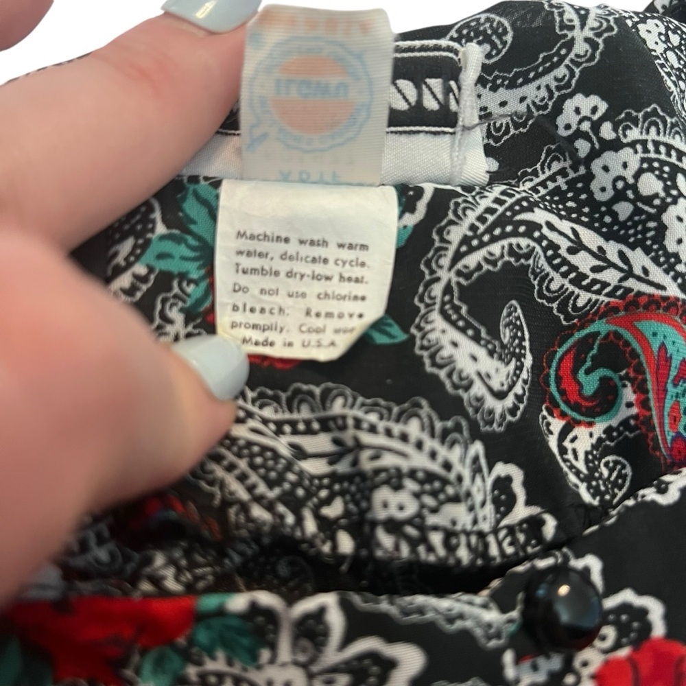 Vintage Perceptions Union Made Dress – Paisley Rose Print, 70s/80s Boho Midi‎ - Picture 8 of 10